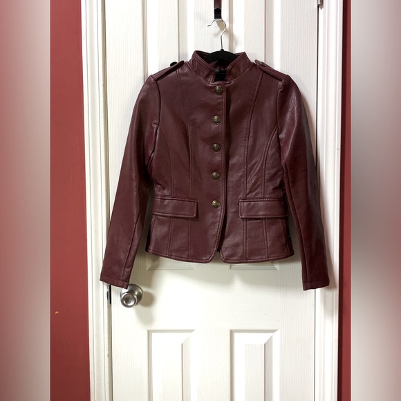 Romeo + Juliet Couture Burgundy Faux Leather Jacket - Picture 1 of 4
